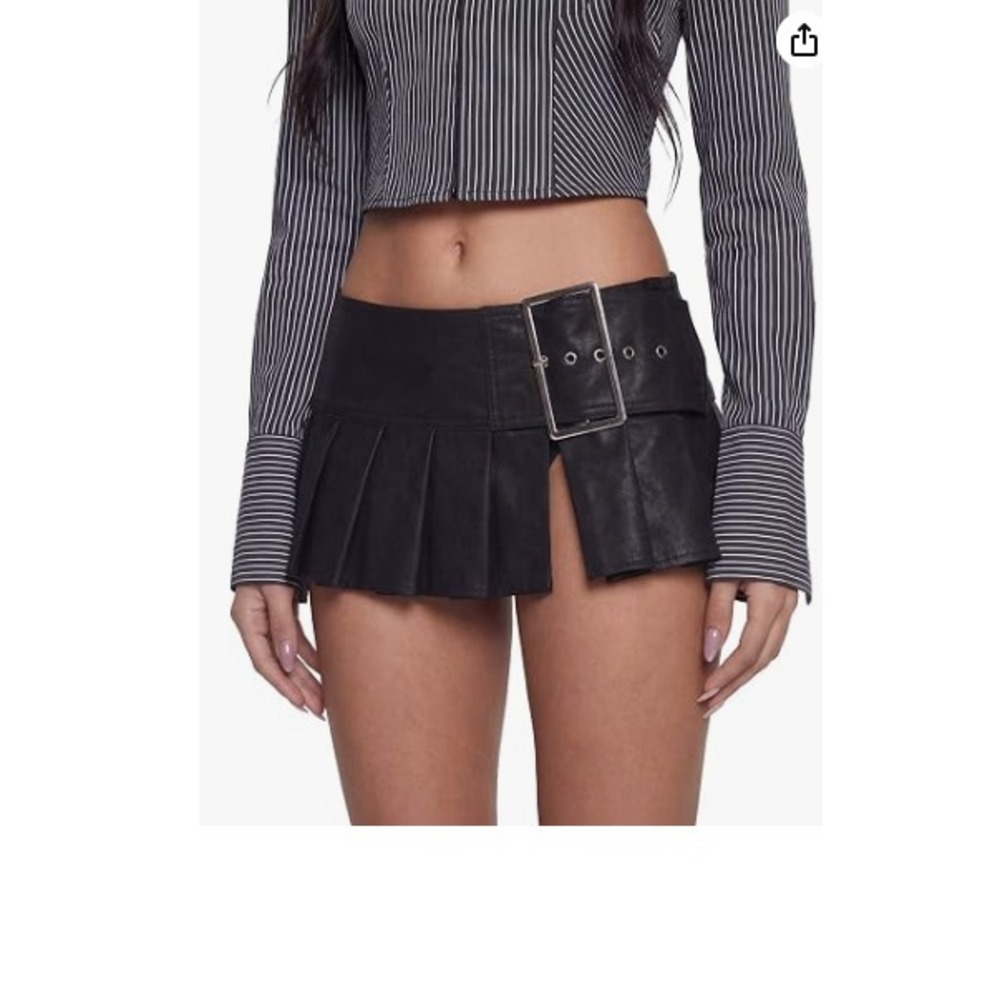 Dolls Kill Poster Grl Viral Takeover Vegan Leather Mini Skirt Medium Pleated